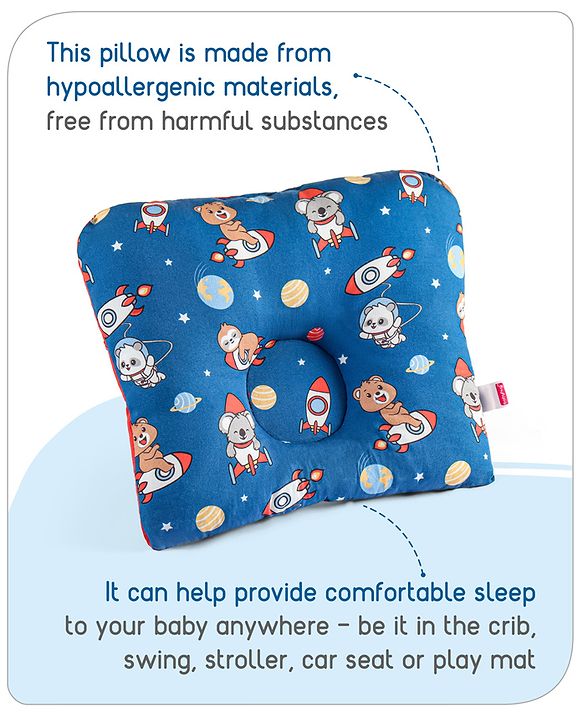 Babyhug Rectangular Head Shaping Neck Pillow Cloud Print- Pink
