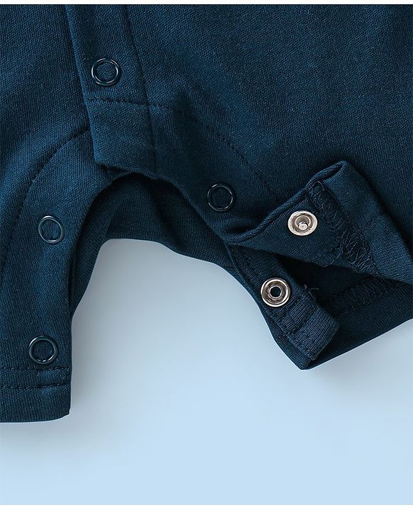Babyhug 100% Cotton Knit Half Sleeves Pilot Theme Romper with Tie - Navy & White