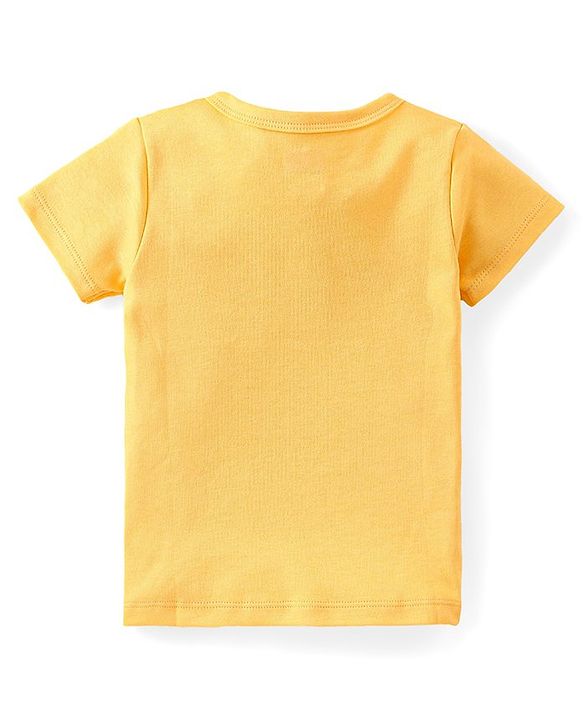 Babyhug 100% Cotton Half Sleeves Set Of Vests Dino & Text Print Pack Of 3 - Orange Yellow & White