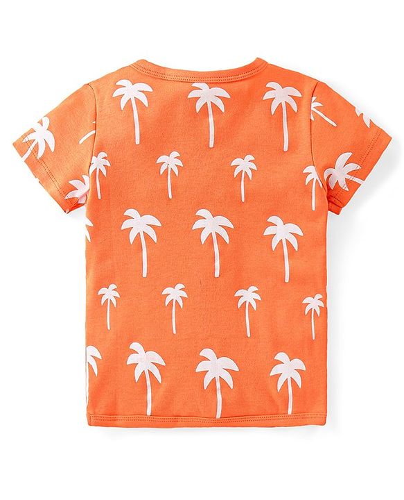 Babyhug 100% Cotton Half Sleeves Set Of Vests Dino & Text Print Pack Of 3 - Orange Yellow & White