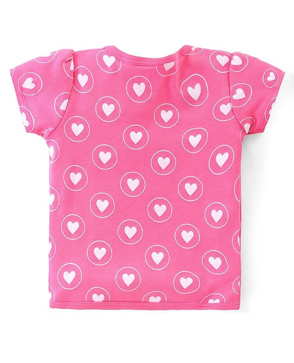 Babyhug 100% Cotton Half Sleeves Front Open Vest  Fish Hearts & Teddy Print Pack of 3 - Pink & Blue