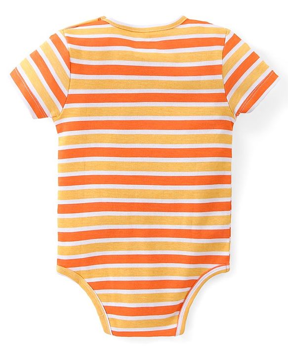 Babyhug 100% Cotton Knit Half Sleeves Onesies with Striped & Dino Print Pack of 3 - Multicolour
