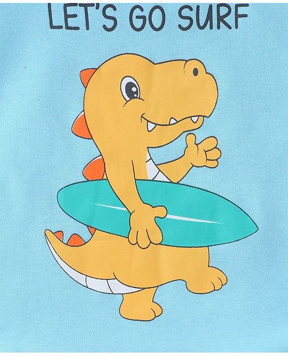 Babyhug 100% Cotton Knit Half Sleeves Onesies with Striped & Dino Print Pack of 3 - Multicolour