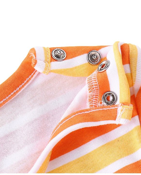 Babyhug 100% Cotton Knit Half Sleeves Onesies with Striped & Dino Print Pack of 3 - Multicolour