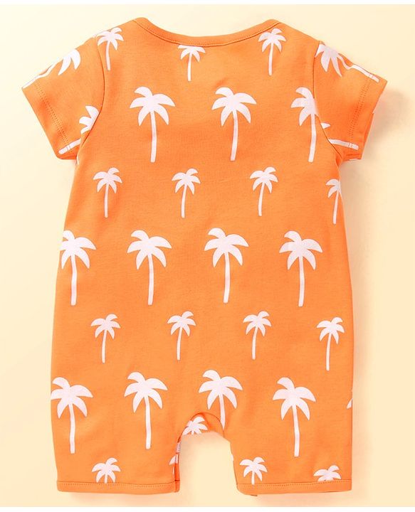 Babyhug 100% Cotton Knit Half Sleeves Romper with Tree Print Pack of 2 - Multicolour
