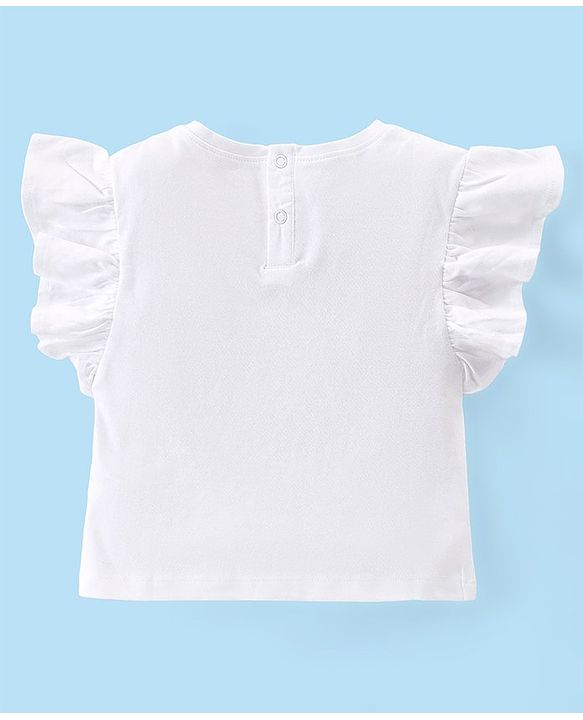 Babyhug Single Jersey Half Sleeves Top And Shorts Set Butterfly Print - White & Lilac