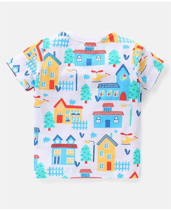 Babyhug Single Jersey Knit Half Sleeves Night Suit Text Print Pack of 2  -  Blue