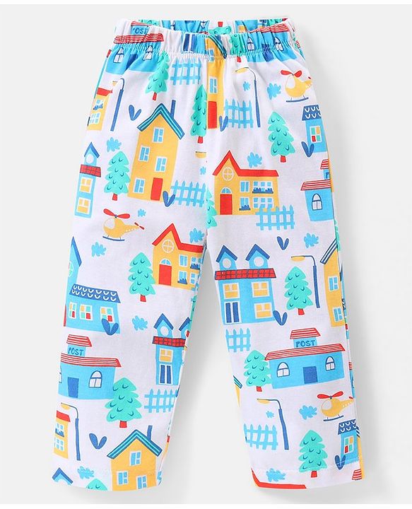 Babyhug Single Jersey Knit Half Sleeves Night Suit Text Print Pack of 2  -  Blue