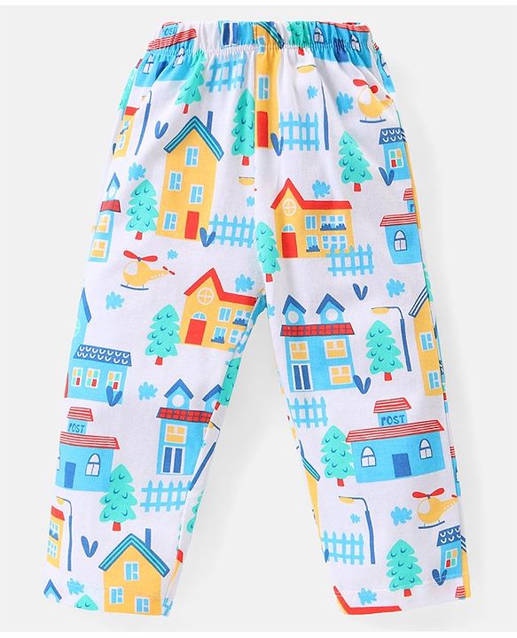 Babyhug Single Jersey Knit Half Sleeves Night Suit Text Print Pack of 2  -  Blue