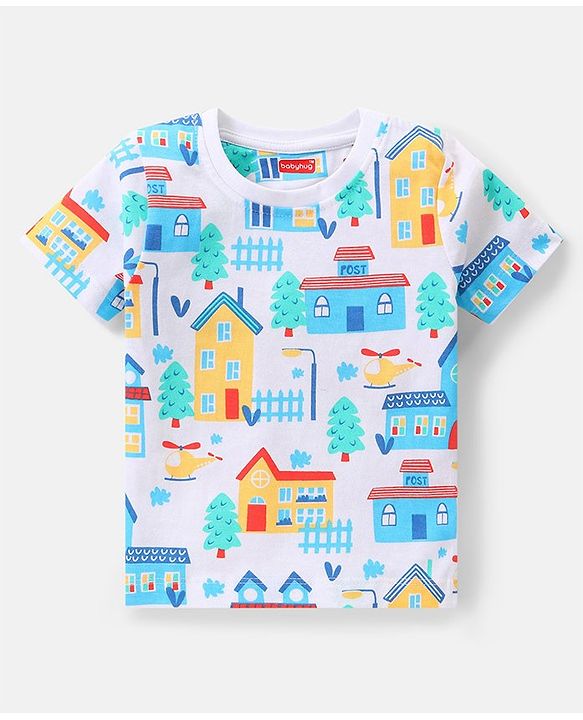 Babyhug Single Jersey Knit Half Sleeves Night Suit Text Print Pack of 2  -  Blue