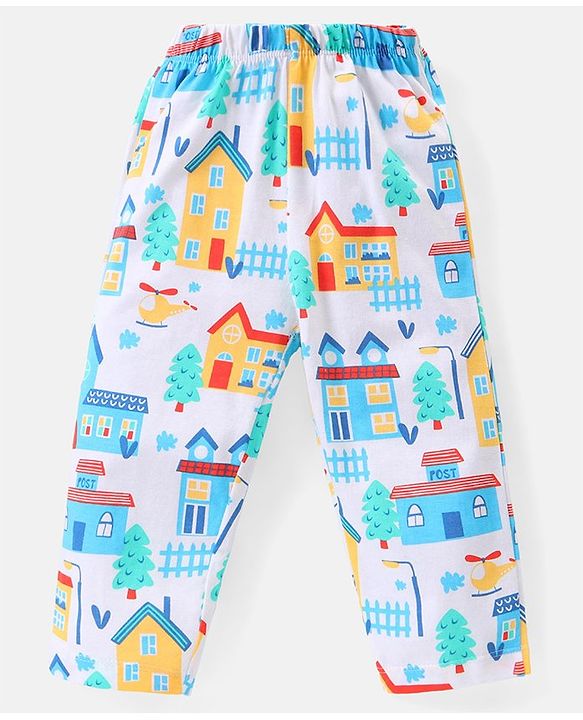Babyhug Single Jersey Knit Half Sleeves Night Suit Text Print Pack of 2  -  Blue