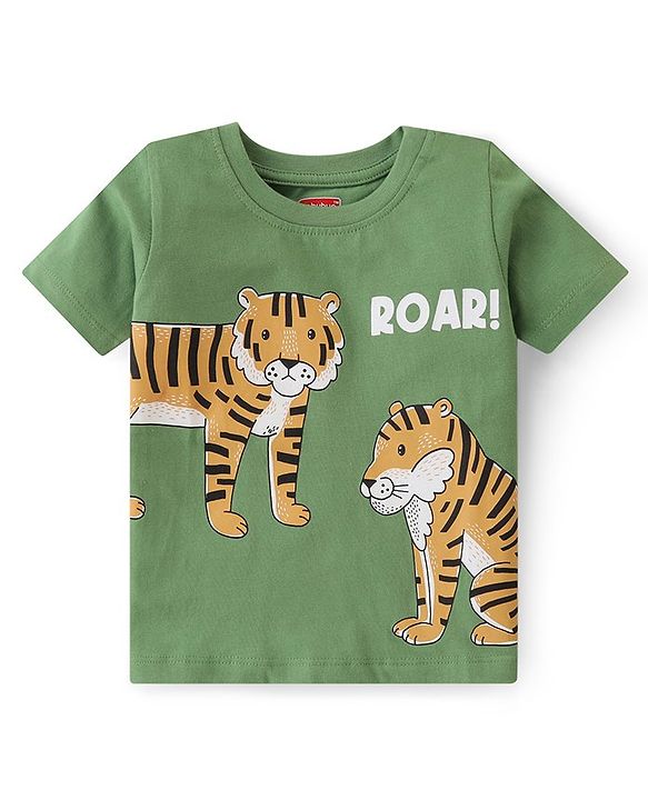 Babyhug Cotton Knit Full Sleeves Night Suit With Tiger Print Pack Of 2 - Multicolor