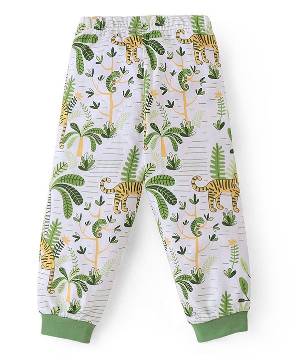 Babyhug Cotton Knit Full Sleeves Night Suit With Tiger Print Pack Of 2 - Multicolor