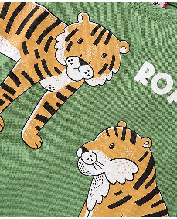Babyhug Cotton Knit Full Sleeves Night Suit With Tiger Print Pack Of 2 - Multicolor