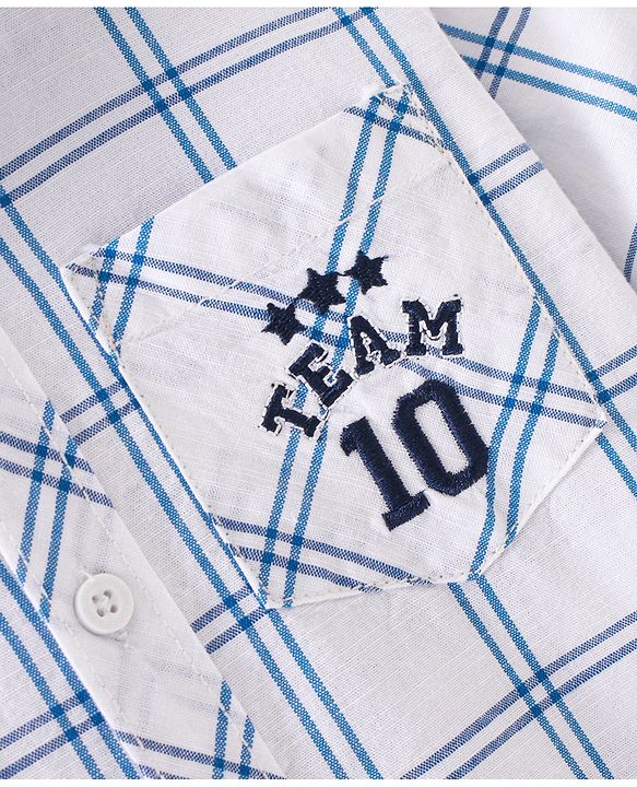Babyhug Cotton Woven Full Sleeves Regular Collar Check Shirt - White