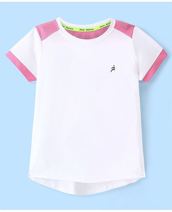 Pine Active High Stretch Skin Friendly Half Sleeves T-Shirt -White