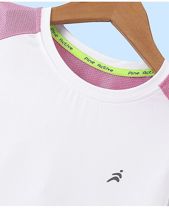 Pine Active High Stretch Skin Friendly Half Sleeves T-Shirt -White