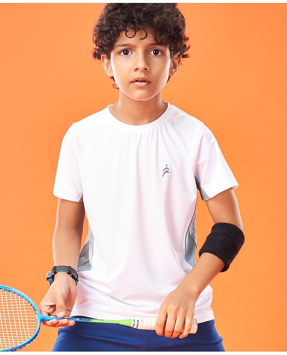 Pine Active High Stretch Skin Friendly Half Sleeves T-Shirt -White