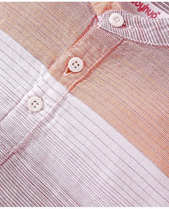 Babyhug Cotton Woven Half Sleeves Striped Kurta Shirt - Multicolor