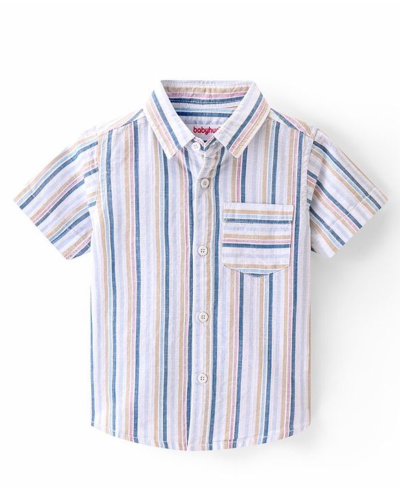 Babyhug Cotton Woven Half Sleeves Striped Shirt - Multicolour