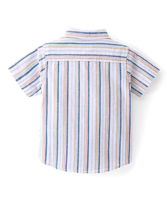 Babyhug Cotton Woven Half Sleeves Striped Shirt - Multicolour