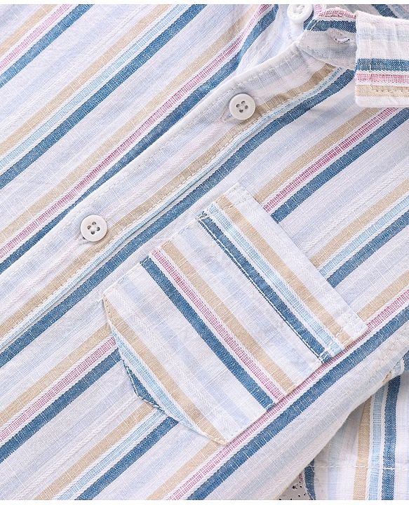 Babyhug Cotton Woven Half Sleeves Striped Shirt - Multicolour