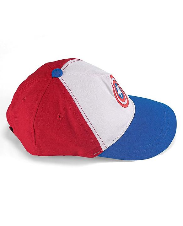 Babyhug Marvel Cotton Summer Cap With Captain Amercia Graphics - Multicolour
