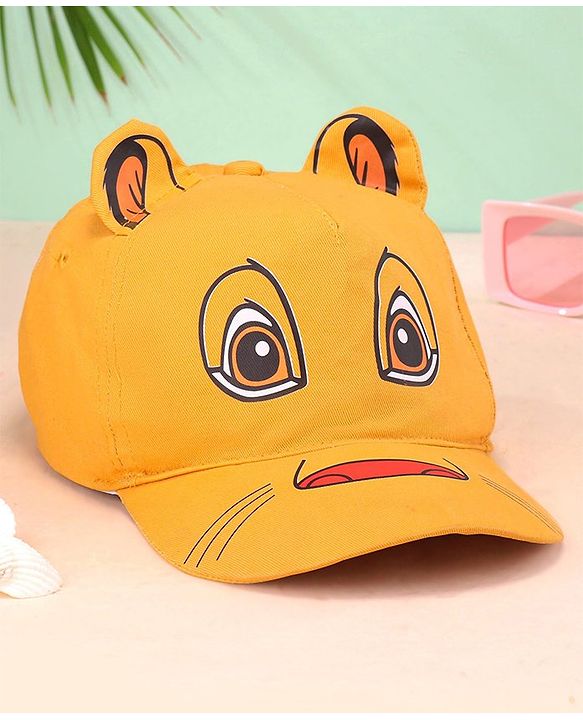 Babyhug Disney Cotton Summer Cap With Lion King Graphics - Yellow