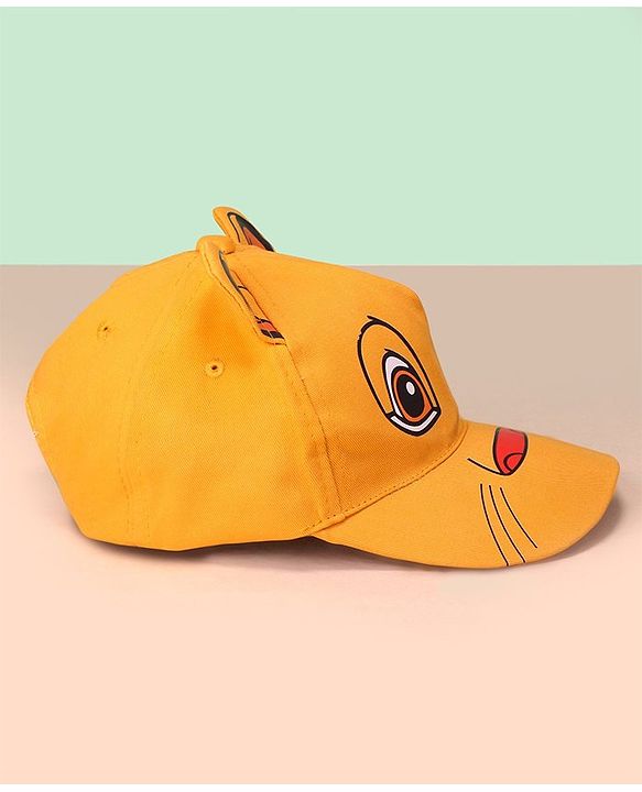 Babyhug Disney Cotton Summer Cap With Lion King Graphics - Yellow