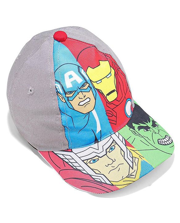 Babyhug Marvel Cotton Summer Cap With Avengers Graphics - Multicolour