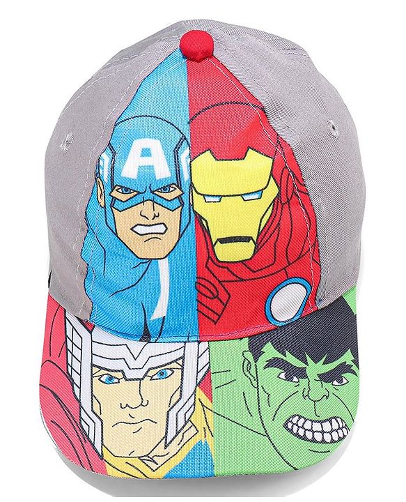 Babyhug Marvel Cotton Summer Cap With Avengers Graphics - Multicolour