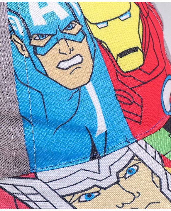 Babyhug Marvel Cotton Summer Cap With Avengers Graphics - Multicolour