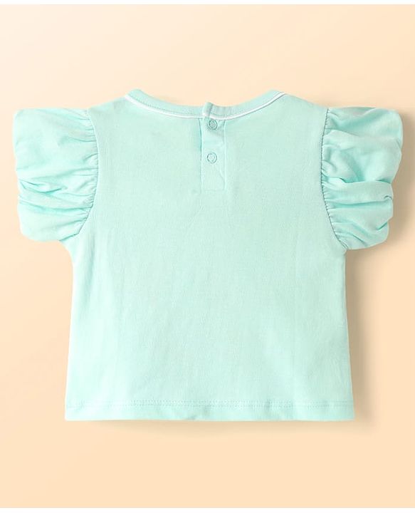 Babyhug Single Jersey Knit Half Sleeves Night Suit With Duck & Polka Dot Print - Mint & White