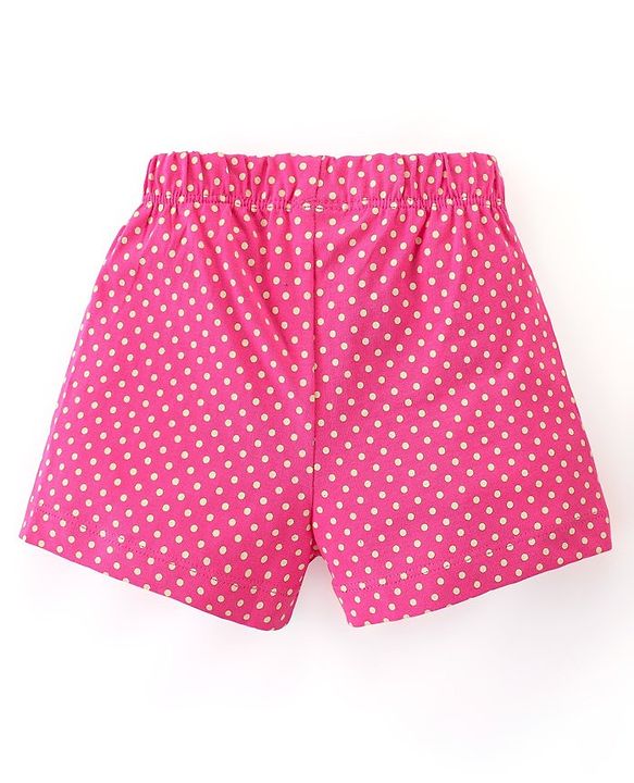 Babyhug Cotton Knit Half Sleeves Night Suit With Cat Print - Yellow & Pink