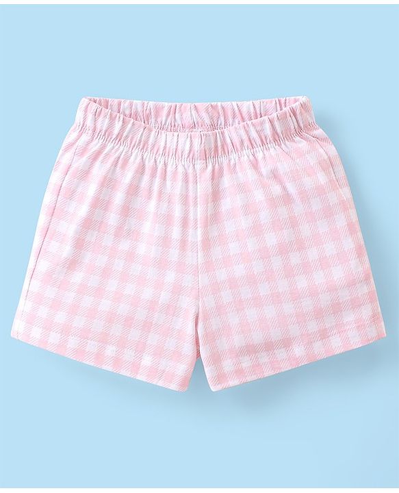 Babyhug Cotton Knit Half Sleeves Night Suit Bear Print - Pink & Grey