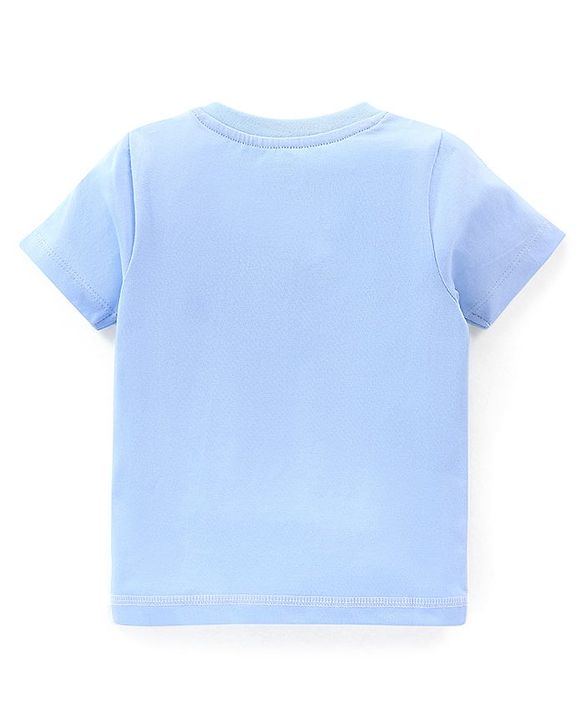 Babyhug Cotton Knit Half Sleeves Sky & Clouds Printed Night Suit - Blue
