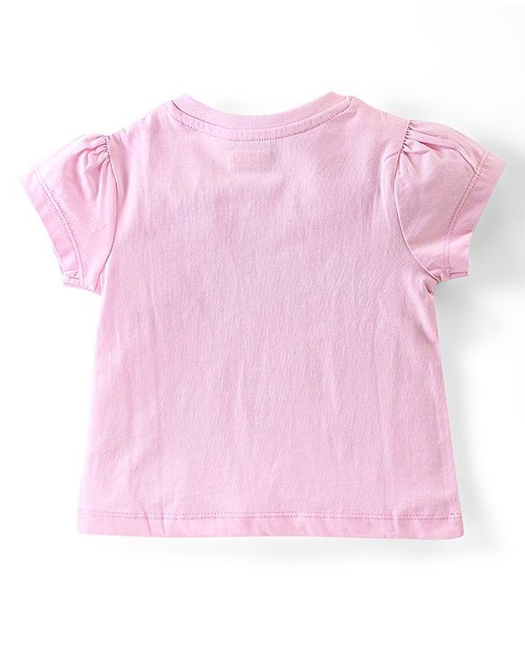 Babyhug Cotton Knit Half Sleeves Night Suit Kitty Print - Pink