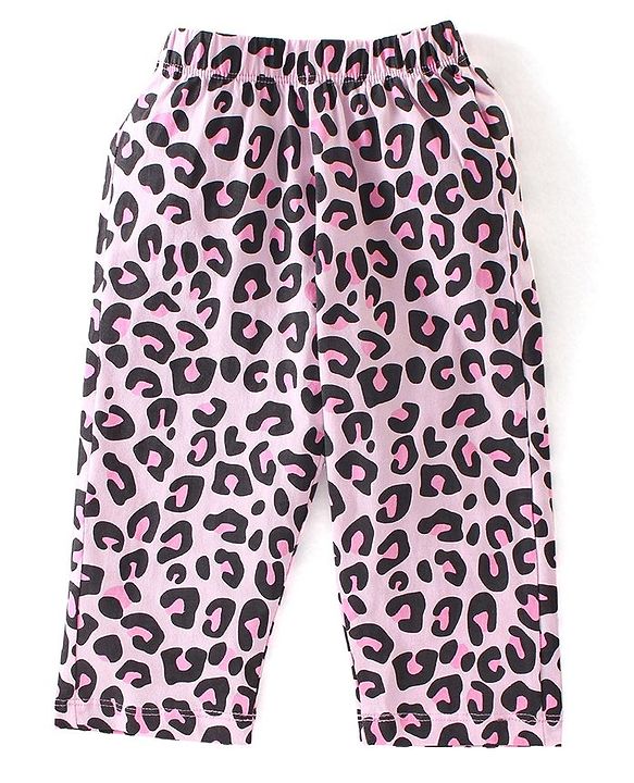 Babyhug Cotton Knit Half Sleeves Night Suit Kitty Print - Pink