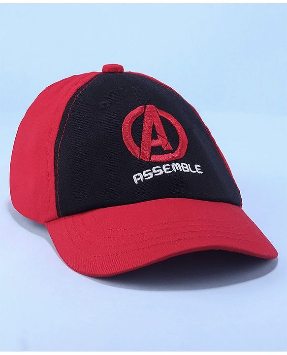 Pine Kids Marvel Cotton Summer Cap With Avengers Graphics - Red & Black