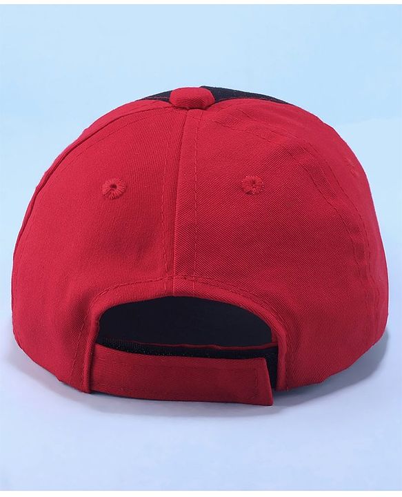 Pine Kids Marvel Cotton Summer Cap With Avengers Graphics - Red & Black