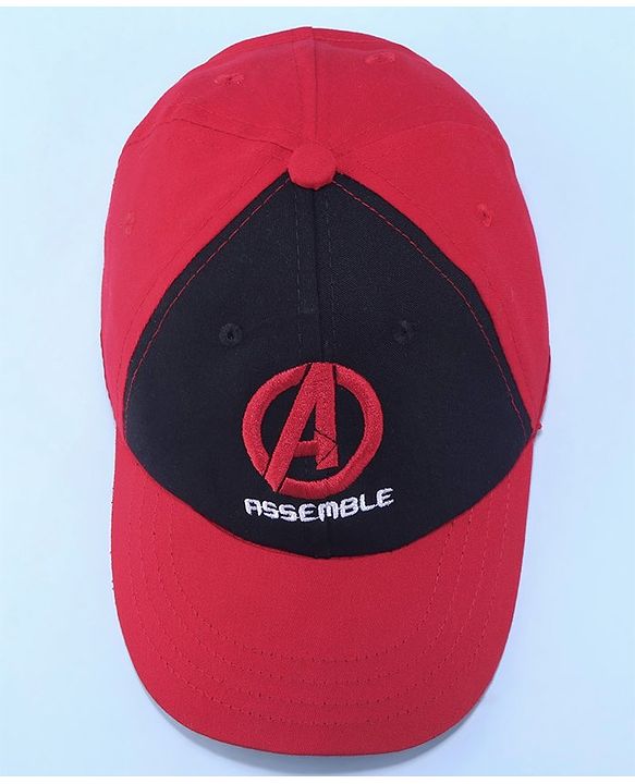 Pine Kids Marvel Cotton Summer Cap With Avengers Graphics - Red & Black