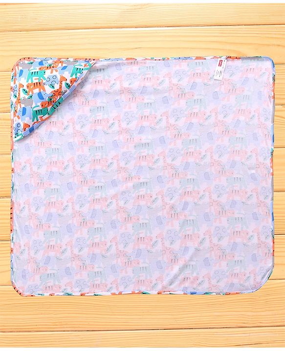 Babyhug Cotton Interlock Hooded Wrapper Star Print L 76 x B 76 cm - Orange