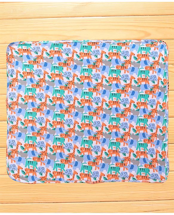 Babyhug Cotton Interlock Hooded Wrapper Star Print L 76 x B 76 cm - Orange
