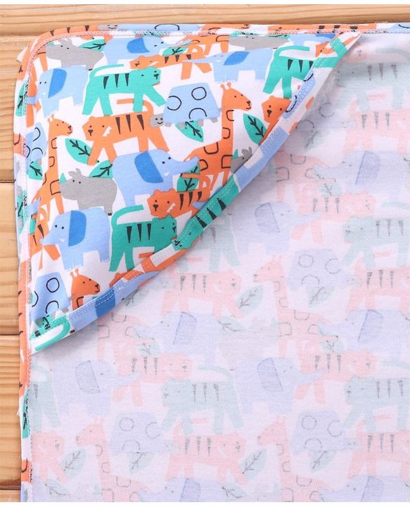 Babyhug Cotton Interlock Hooded Wrapper Star Print L 76 x B 76 cm - Orange