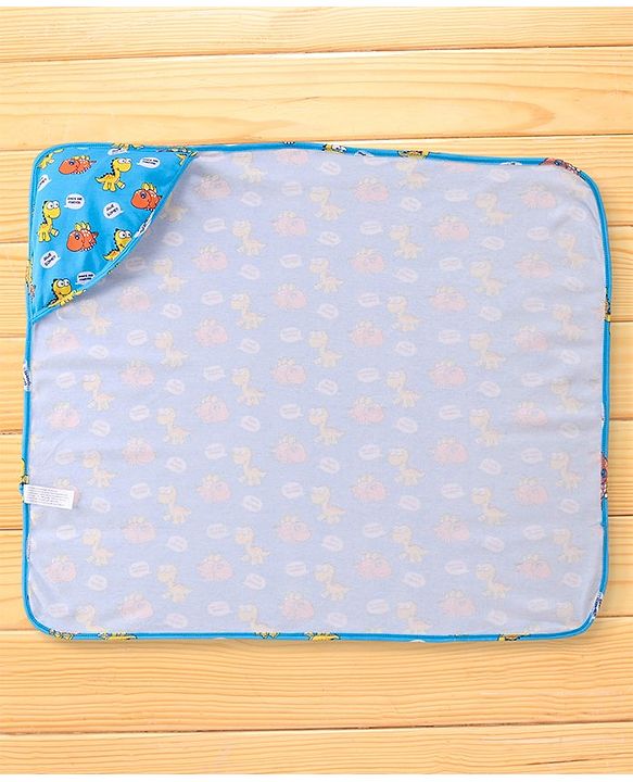 Babyhug Interlock Hooded Wrappers With Dino Print L 76.2 x B 76.2 cm - Blue
