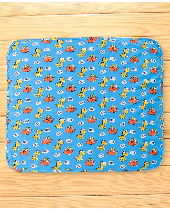 Babyhug Interlock Hooded Wrappers With Dino Print L 76.2 x B 76.2 cm - Blue