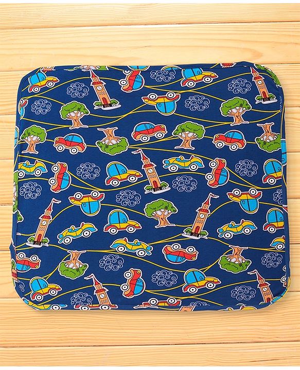 Babyhug Interlock Hooded Wrappers With Car Print L 76.2 x B 76.2 cm - Blue