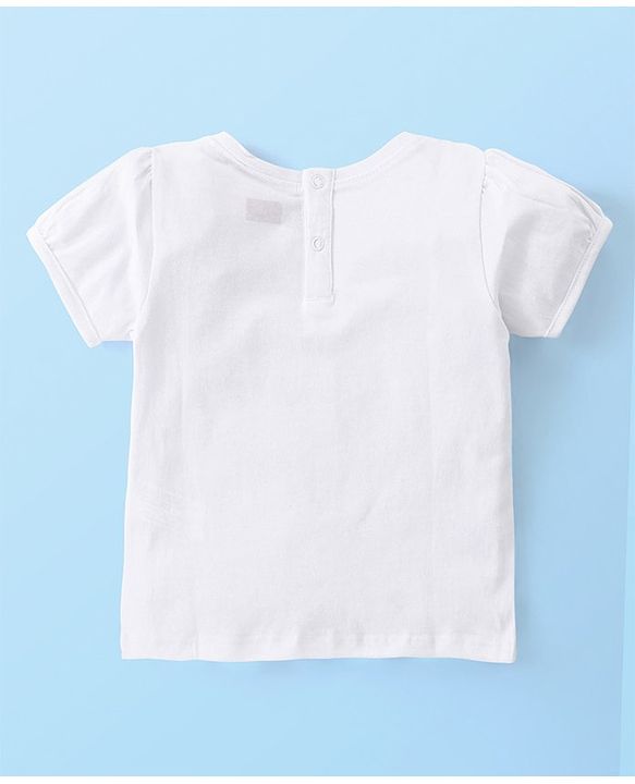 Babyhug Cotton Knit Half Sleeves T-Shirt with Ice Cream Print - White