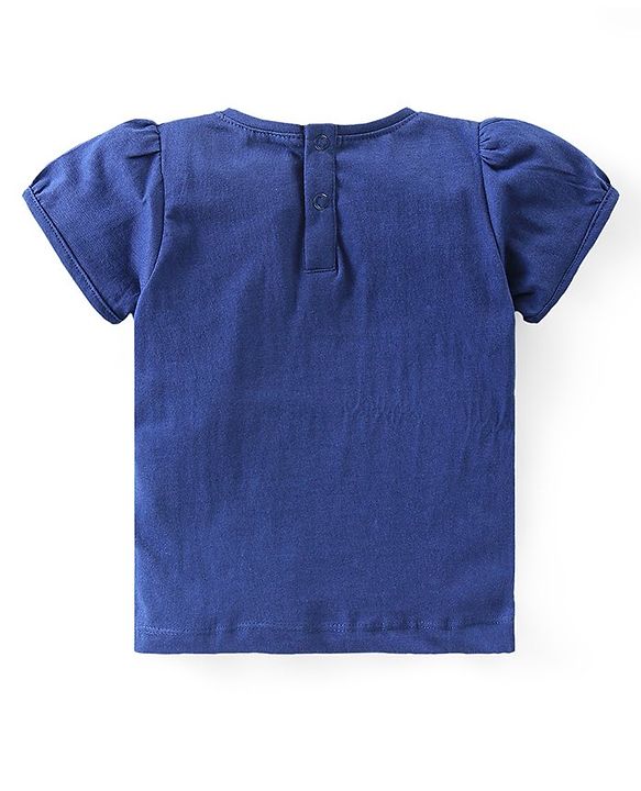Babyhug Cotton Knit Half Sleeves Top with Pineapple  Graphics  - Navy Blue