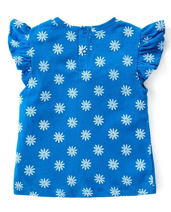 Babyhug 100% Cotton Knit Frill Sleeves Top with Frills & Floral Print Pack of 3 - Pink Yellow & Blue